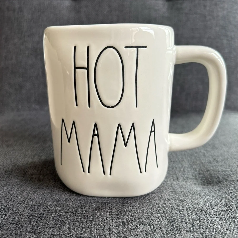 Rae Dunn Coffee Mug Hot Mama Ivory Black 16 oz